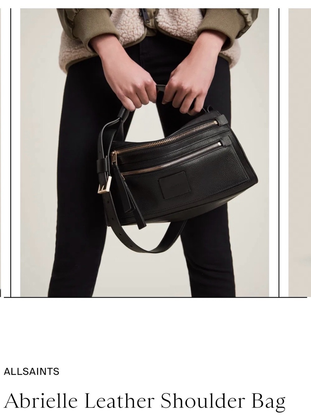 All Saints Black Leather Shoulder Bag with Gold Hardware - Picture 4 of 7